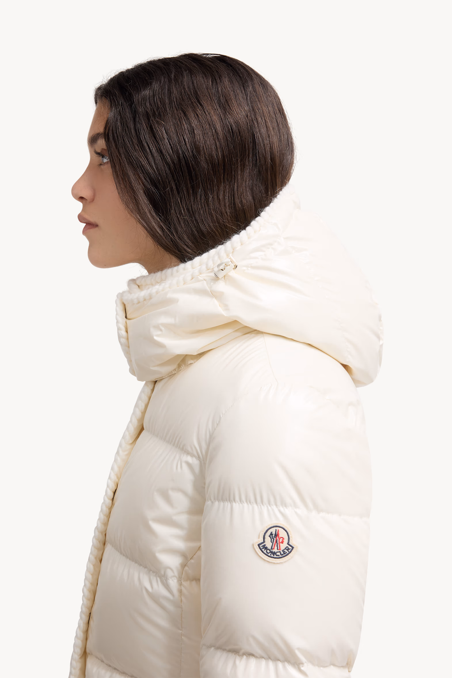 Glareins Braided Trim Hooded Short Down Jacket Women White Moncler 4